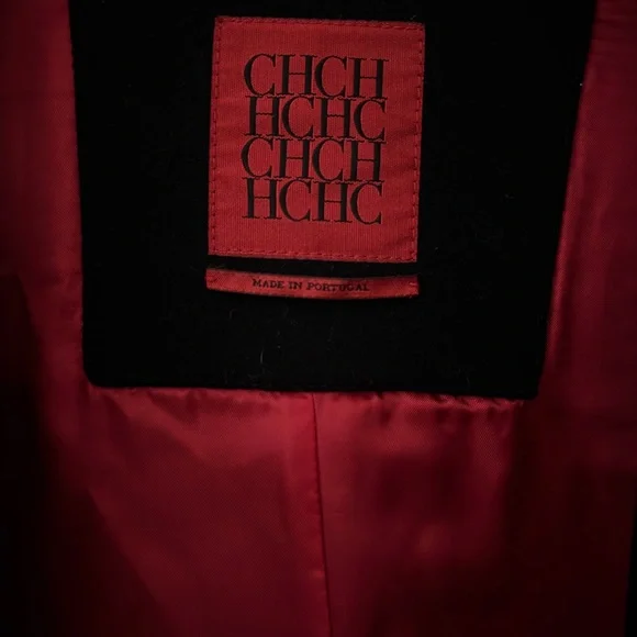 Carolina Herrera Double-Breasted Classic Black Wool Pea Coat - Picture 4 of 5